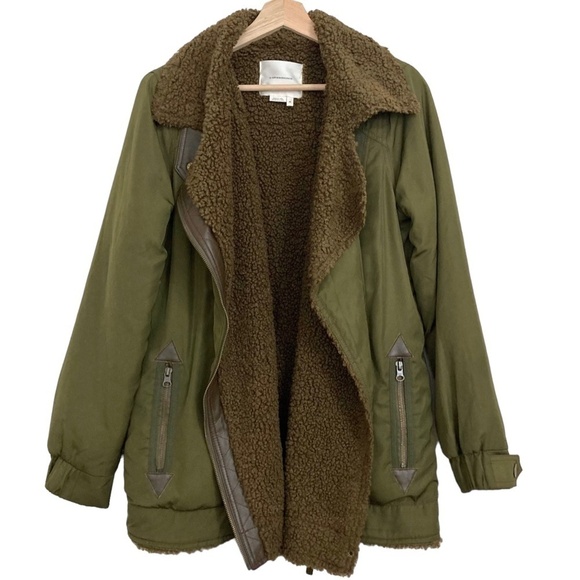 ANTHROPOLOGIE Joni Oversized Sherpa Lined Longline Moto Aviator Jacket LIKE NEW - Picture 5 of 13
